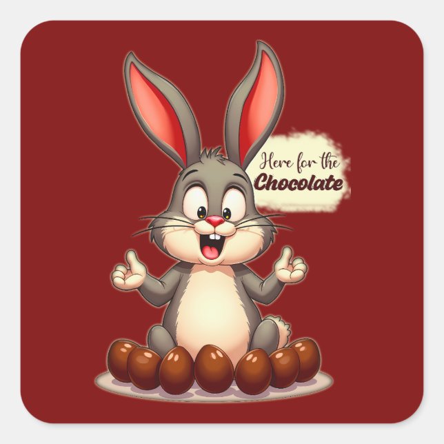 Pegatina Cuadrada More Chocolate – Funny Easter Bunny - Autocolante (Anverso)
