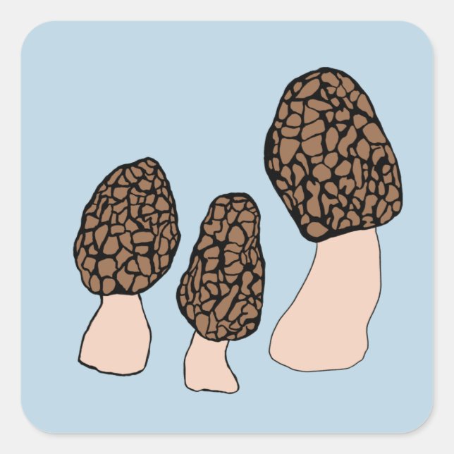 Pegatina Cuadrada Morels Mushrooms Fun Fungi PERSONALIZAR IT (Anverso)