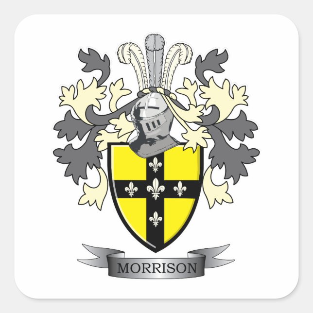 Pegatina Cuadrada Morrison Family Crest Coat of Arms (Anverso)