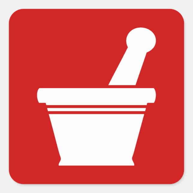 Pegatina Cuadrada Mortero y Pestle (Anverso)