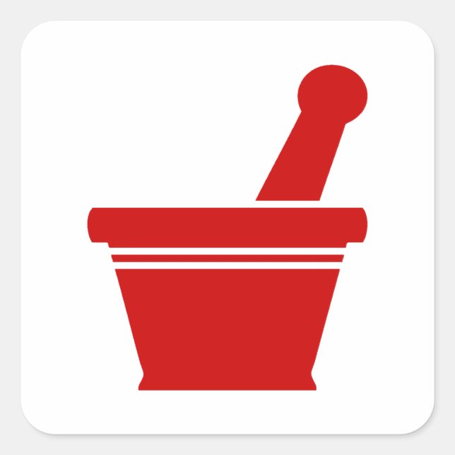Pegatina Cuadrada Mortero y Pestle (Anverso)