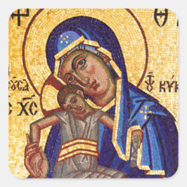 Pegatina Cuadrada Mosaic Madonna e icono infantil