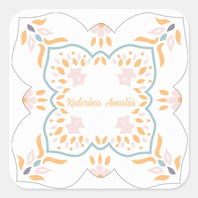 Pegatina Cuadrada Mosaico costero (Anverso)