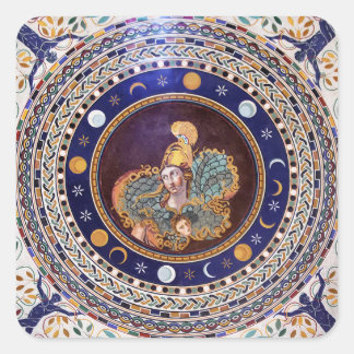 Pegatina Cuadrada Mosaico de Atenas en los Museos Vaticanos