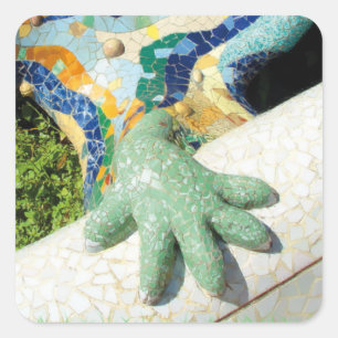 Pegatina Cuadrada Mosaico de la mano de Gaudi
