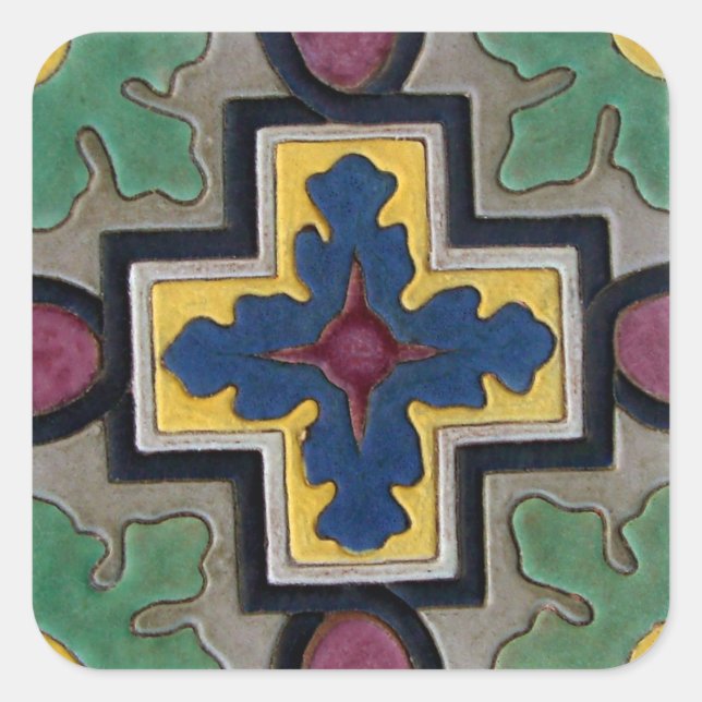 Pegatina Cuadrada Mosaico de vintage (Anverso)
