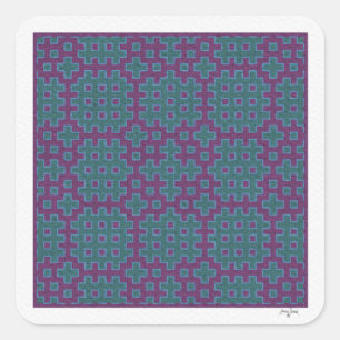 Pegatina Cuadrada mosaico geométrico púrpura y verde azulado Hitomez