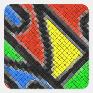 Pegatina Cuadrada Mosaico hecho a mano, arte moderno.