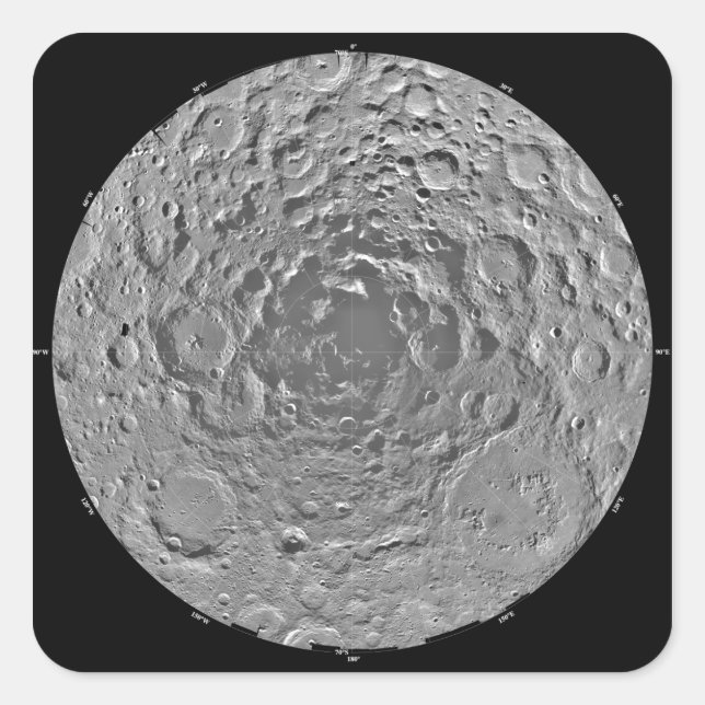 Pegatina Cuadrada Mosaico lunar de la región polar sur de la m (Anverso)