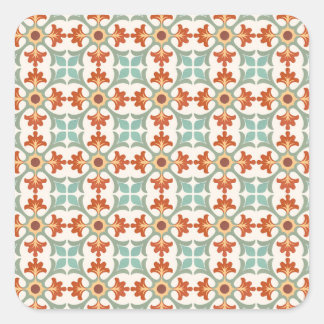 Pegatina Cuadrada Mosaico marroquí con estampado rojizo y dorado