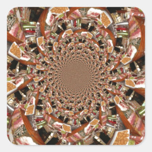 Pegatina Cuadrada Mosaico Mesmerizador de Colores Sushi Brown