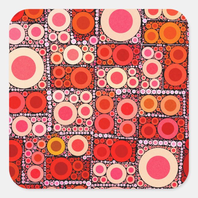 Pegatina Cuadrada Mosaico rojo Naranja de circulo moderno de Guay (Anverso)
