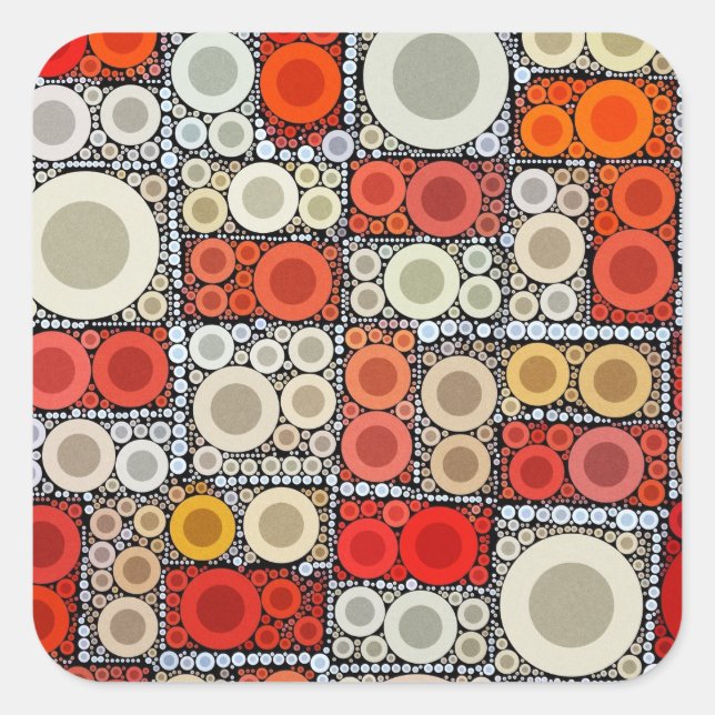 Pegatina Cuadrada Mosaico rojo Naranja de circulo moderno de Guay (Anverso)