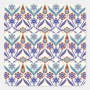 Pegatina Cuadrada Mosaico turco: Colorido patrón sin foco