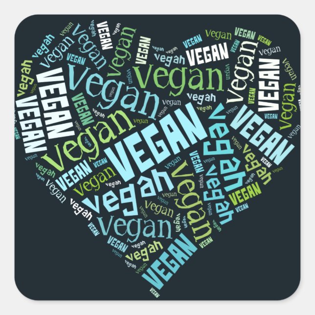 Pegatina Cuadrada Mosaico "Vegan" de Word-Cloud (Anverso)