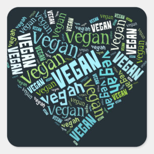 Pegatina Cuadrada Mosaico "Vegan" de Word-Cloud