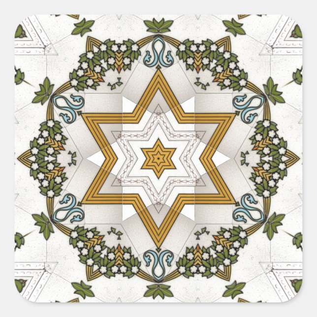 Pegatina Cuadrada mosaico vintage (Anverso)