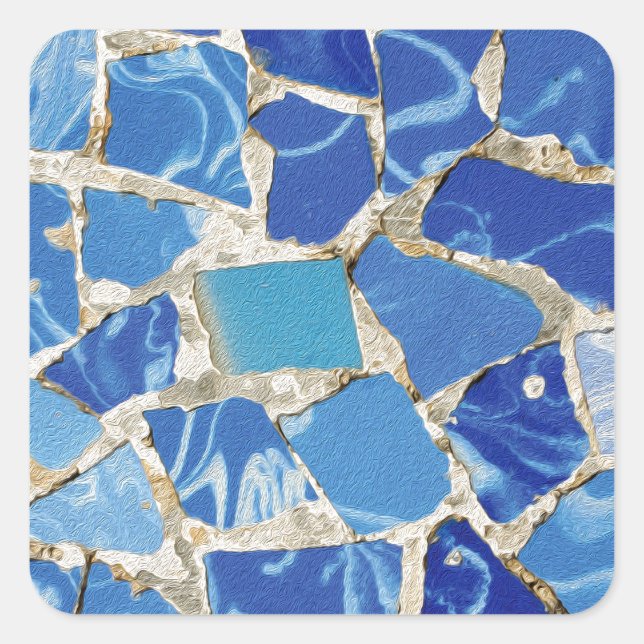 Pegatina Cuadrada Mosaicos de Gaudí con un toque de aceite (Anverso)