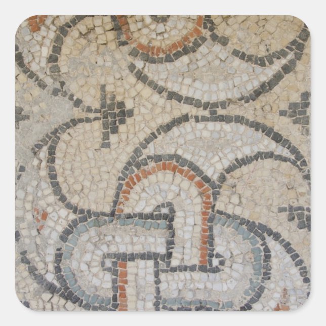 Pegatina Cuadrada Mosaicos de Meydankapi, circa siglo IV d.C. (Anverso)