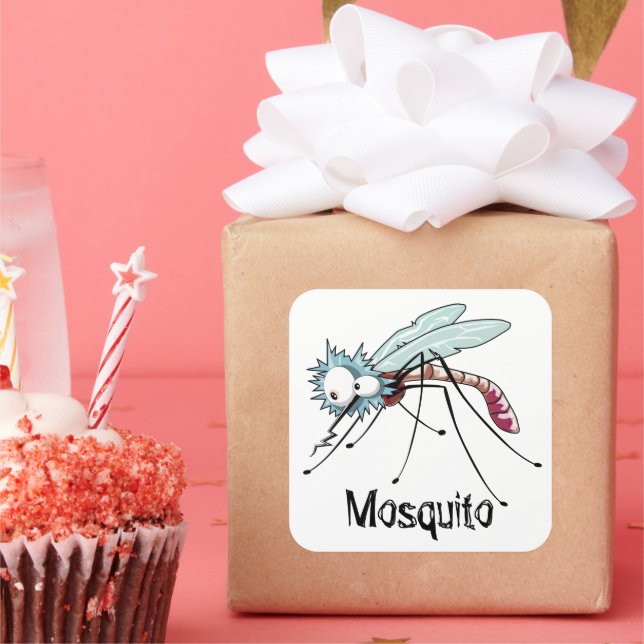 Pegatina Cuadrada Mosquito personalizado (Fiesta)