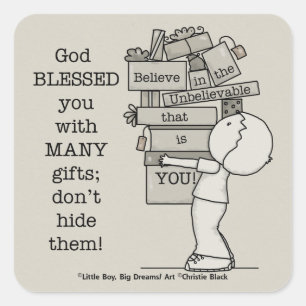 Pegatina Cuadrada Mostrar tus regalos