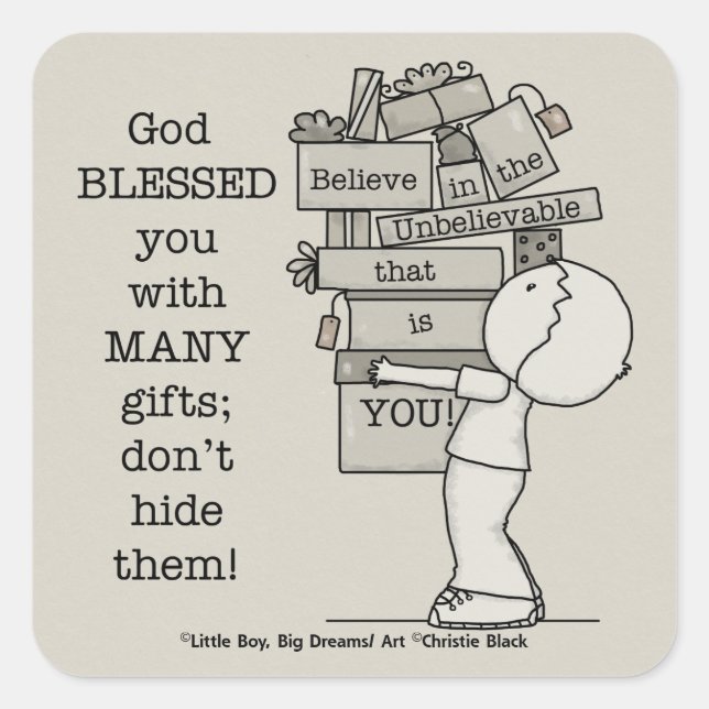 Pegatina Cuadrada Mostrar tus regalos (Anverso)