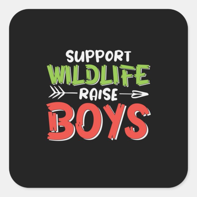 Pegatina Cuadrada Mother Art Support Wildlife Raise Boys (Anverso)