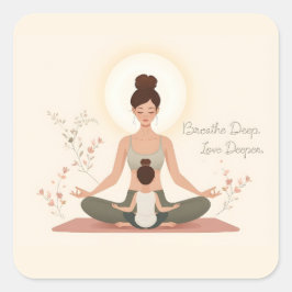 Pegatina Cuadrada Mother Child Yoga Meditation Art