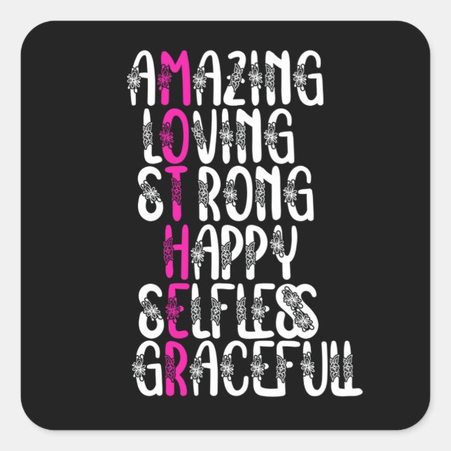 Pegatina Cuadrada Mother quotes : Lovely Words | Mother's Day Design (Anverso)