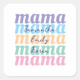 Pegatina Cuadrada Mothers day custom kids name MAMA gift