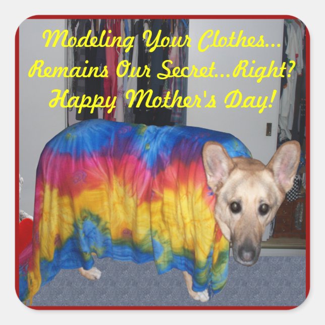 Pegatina Cuadrada Mother's Day Modeling Clothes (Anverso)