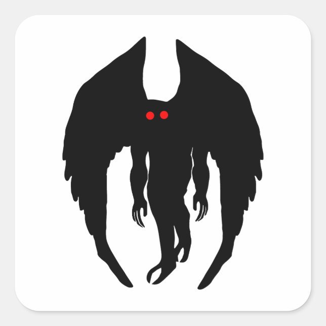 Pegatina Cuadrada Mothman Cryptid (Anverso)