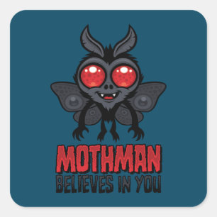 Pegatina Cuadrada Mothman Motivacional Cree En Ti