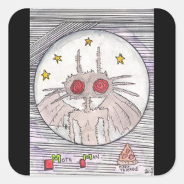 Pegatina Cuadrada Mothman y Pizza