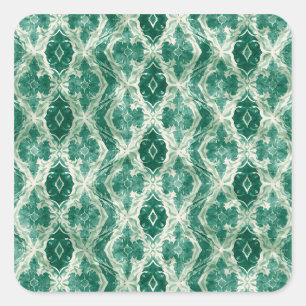 Pegatina Cuadrada Motif Árabe Arte Pared - Patrón Ornamental Verde P
