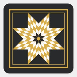 Pegatina Cuadrada Motif de celebración de Estrella de Oro y Negro de