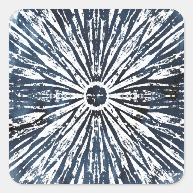 Pegatina Cuadrada Motif radial de tinta índigo (Anverso)