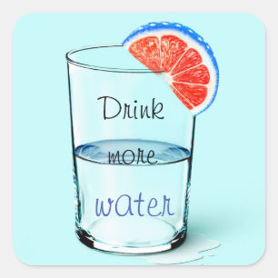 Pegatina Cuadrada Motivación/ Beber más agua