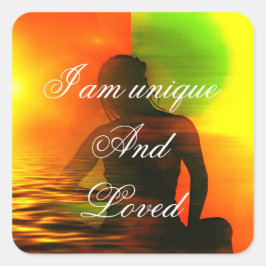 Pegatina Cuadrada Motivación de Afirmación Positiva sobre autoestima