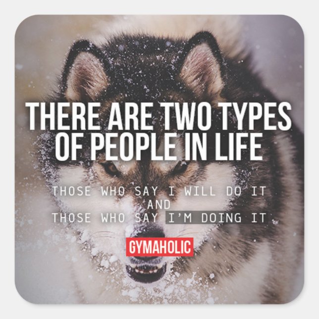 Pegatina Cuadrada Motivación de entrenamiento (Anverso)