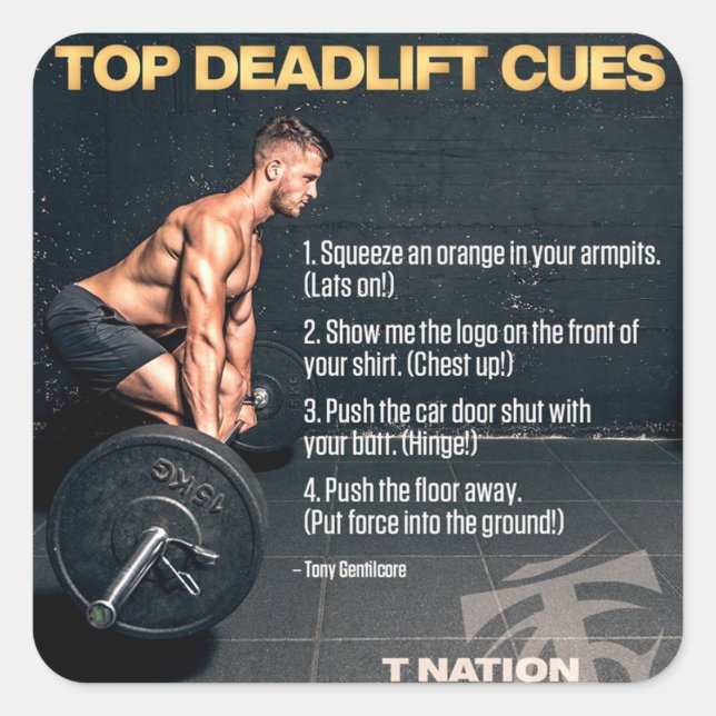 Pegatina Cuadrada Motivación de entrenamiento de gimnasio de constru (Anverso)