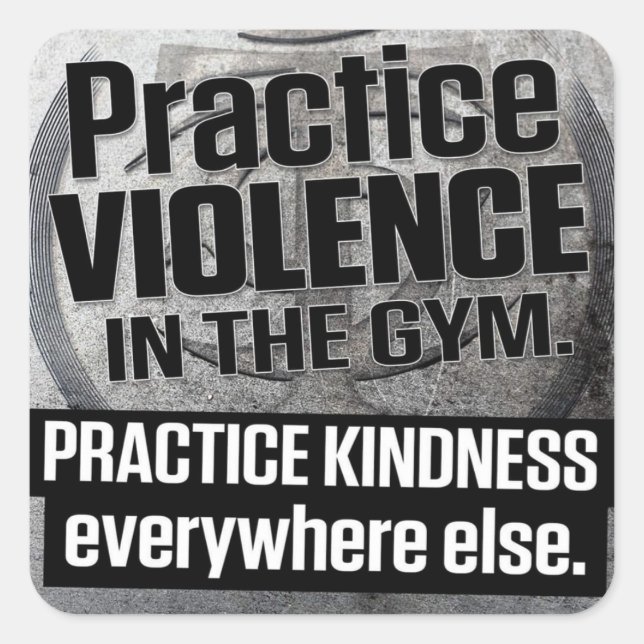 Pegatina Cuadrada Motivación de entrenamiento de gimnasio de constru (Anverso)