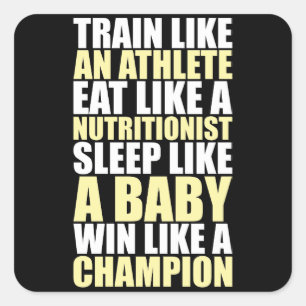 Pegatina Cuadrada Motivación de entrenamiento - Ganar como campeón