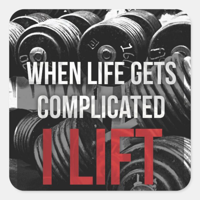 Pegatina Cuadrada Motivación de entrenamiento - I LIFT (Anverso)