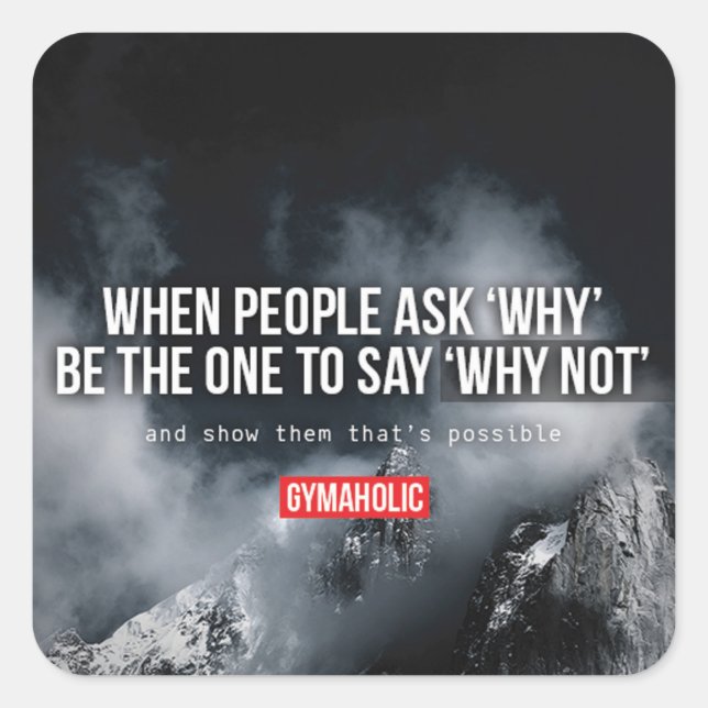 Pegatina Cuadrada Motivación de gimnasio (Anverso)