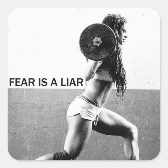 Pegatina Cuadrada Motivación de gimnasio (Anverso)