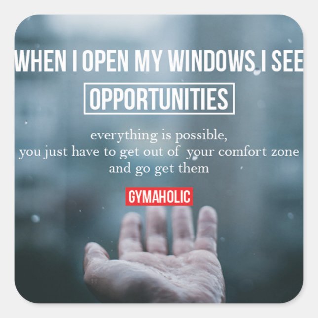 Pegatina Cuadrada Motivación de gimnasio (Anverso)