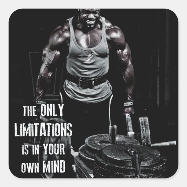 Pegatina Cuadrada Motivación de gimnasio (Anverso)