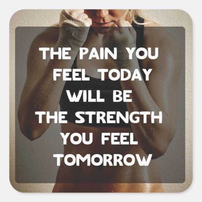 Pegatina Cuadrada Motivación de gimnasio (Anverso)
