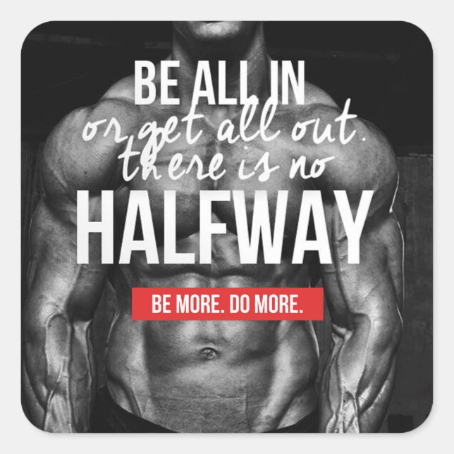 Pegatina Cuadrada Motivación de gimnasio (Anverso)